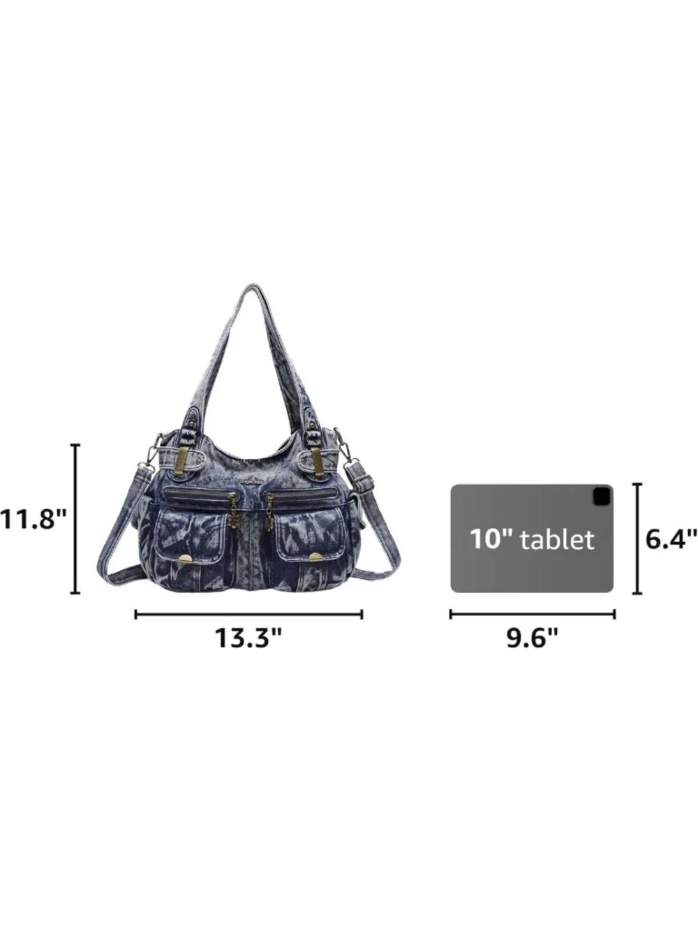 Stylish Women's Large Washed Leather Handbag with Double Zipper & Multi Pockets